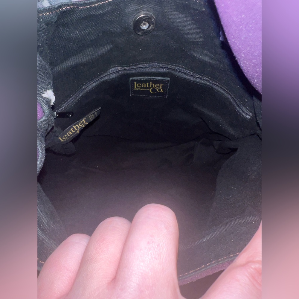 Vintage Dark Purple Suede Shoulder Bag - Picture 3 of 6